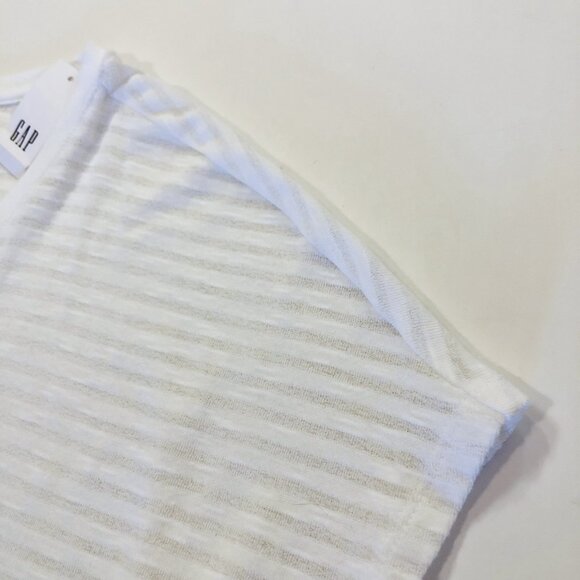Gap Striped Semi Sheer Lightweight T-shirt Sz L Sleeveless V-Neck Cotton Blend - Picture 4 of 14